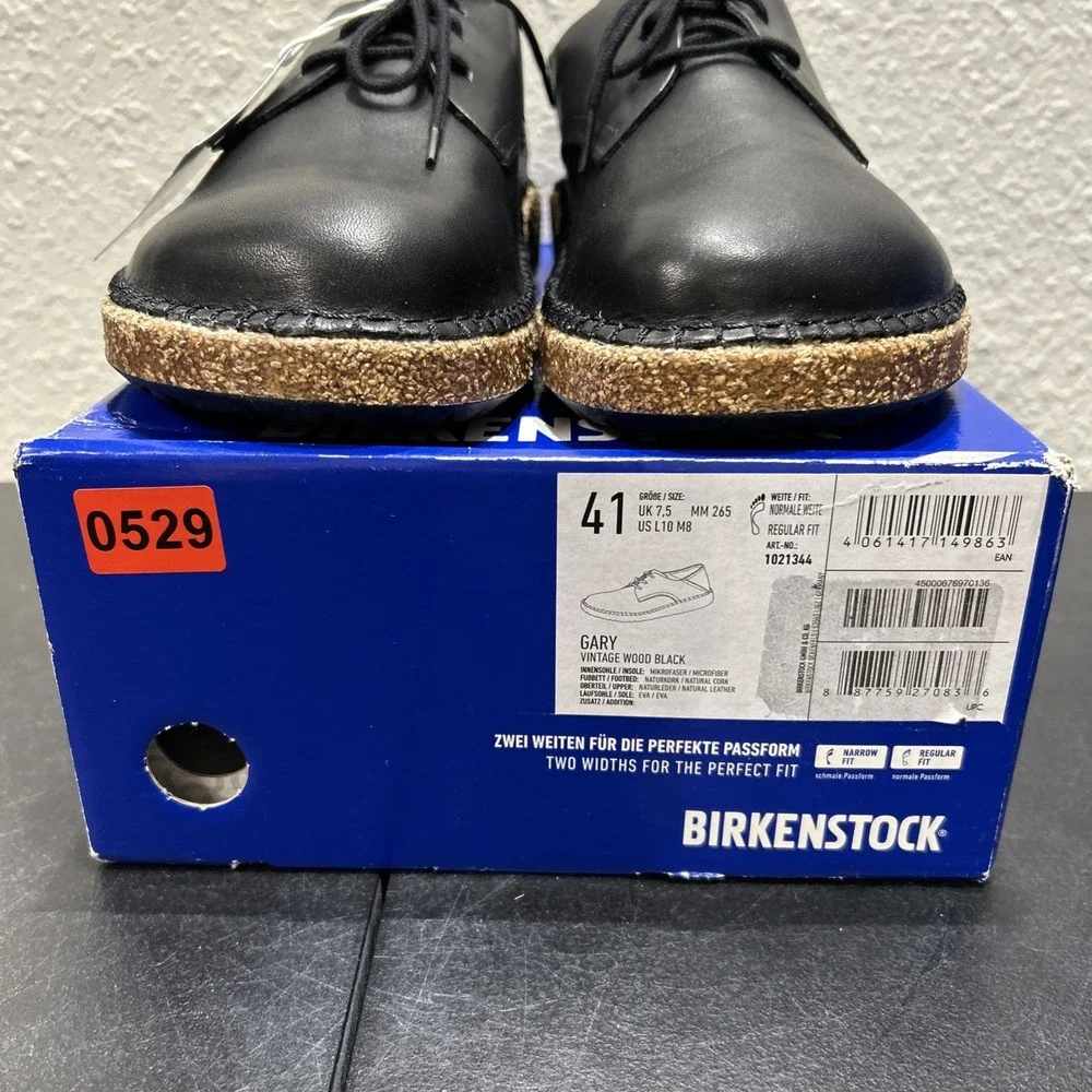 Birkenstock Gary Leather Vintage Wood Black EU 41 US L10 M8 Mens Womens